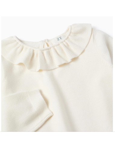 Jersey de Punto Fino con Volantes para Niña,...