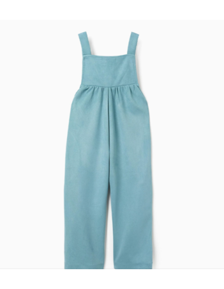 Peto de punto interlock con bolsillos para niña, azul claro