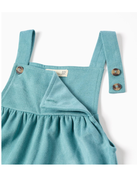 Peto de punto interlock con bolsillos para niña, azul claro