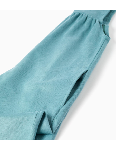 Peto de punto interlock con bolsillos para niña, azul claro