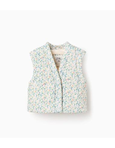 Chaleco de algodón con motivo floral y forro en...