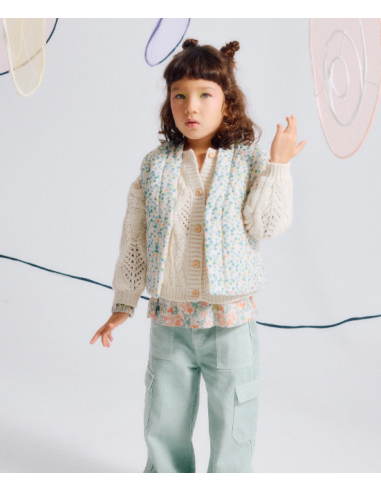 Chaleco de algodón con motivo floral y forro en...