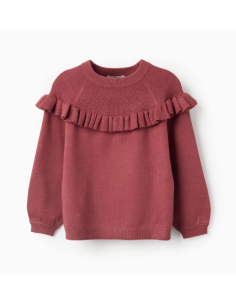 Jersey de punto con volantes para niña