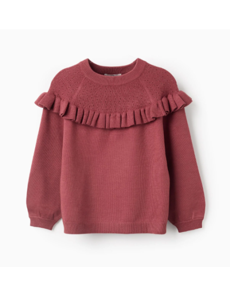 Jersey de punto con volantes para niña