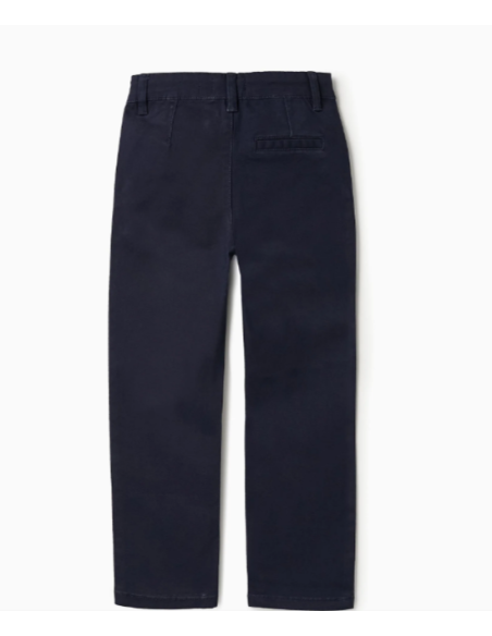 Pantalón Chino de Sarga para Niño 'Slim Fit', Azul Oscuro