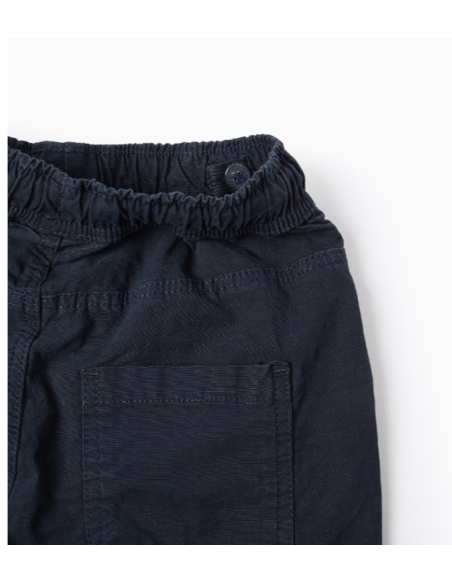 Pantalón Cargo con Cintura Elástica y Cordón de Ajuste para Niño, Azul Oscuro