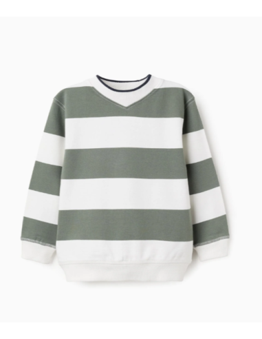 Sudadera de Rayas para Niño, Verde/Blanco