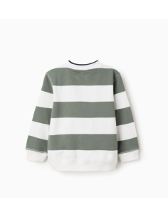 Sudadera de Rayas para Niño, Verde/Blanco 2