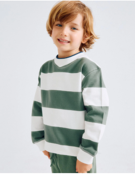 Sudadera de Rayas para Niño, Verde/Blanco