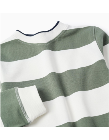 Sudadera de Rayas para Niño, Verde/Blanco