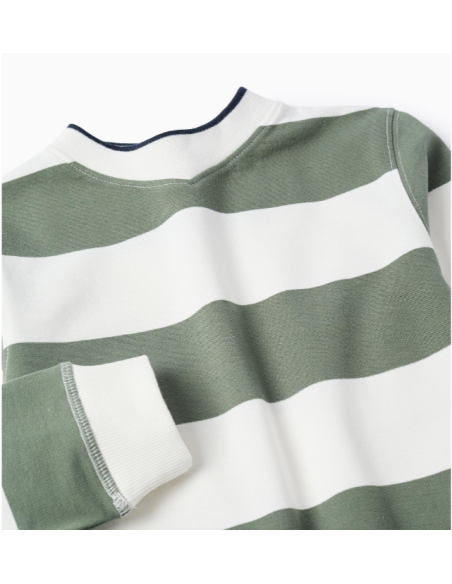 Sudadera de Rayas para Niño, Verde/Blanco
