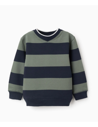 Sudadera a rayas para niño, azul oscuro/verde