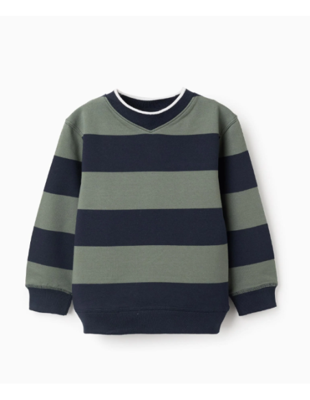 Sudadera a rayas para niño, azul oscuro/verde