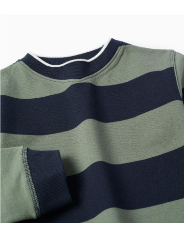 Sudadera a rayas para niño, azul oscuro/verde