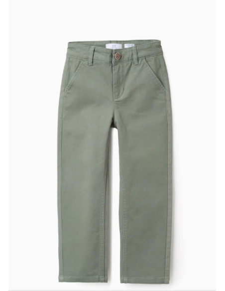Pantalón Chino de Sarga para Niño 'Slim Fit', Verde