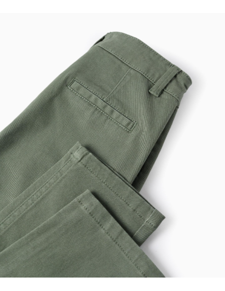 Pantalón Chino de Sarga para Niño 'Slim Fit', Verde