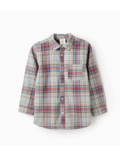 Camisa de algodón a cuadros 'B&S' para niño, multicolor
