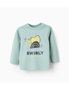 Camiseta de Manga Larga de Algodón para Niño 'Snail', Verde