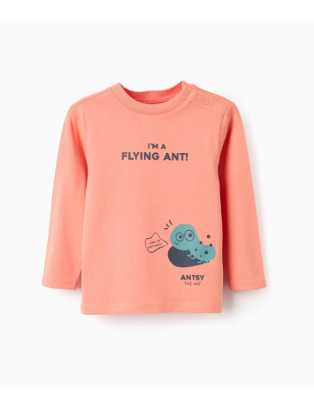 Camiseta de Manga Larga de Algodón para Niño 'Ant', Coral