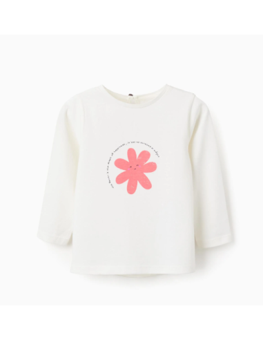 Camiseta Manga Larga Bebé Niña 'Shapes', Blanca