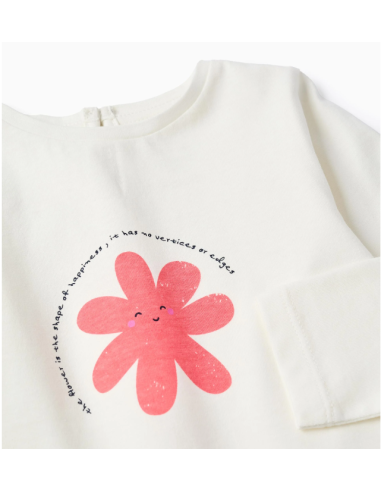 Camiseta Manga Larga Bebé Niña 'Shapes', Blanca