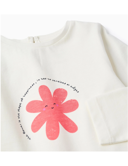 Camiseta Manga Larga Bebé Niña 'Shapes', Blanca