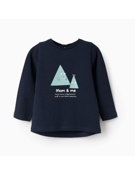 Camiseta de Manga Larga para Bebé Niña 'Shapes', Azul Oscuro