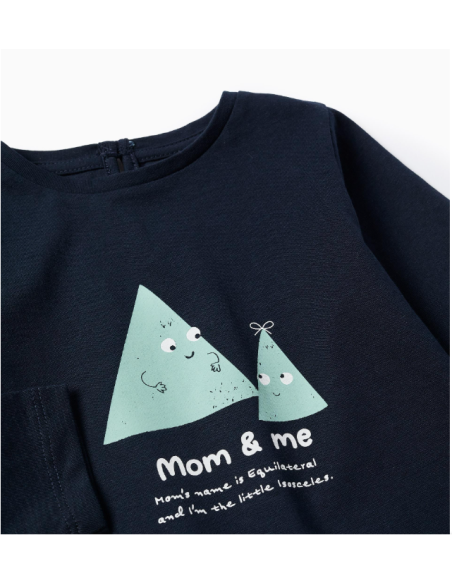 Camiseta de Manga Larga para Bebé Niña 'Shapes', Azul Oscuro