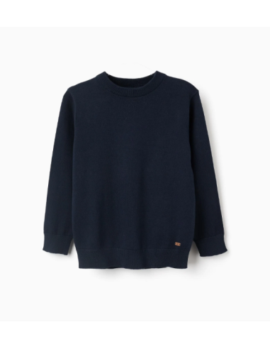 Jersey de manga larga de punto para niño, azul...