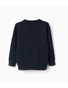Jersey de manga larga de punto para niño, azul oscuro 2