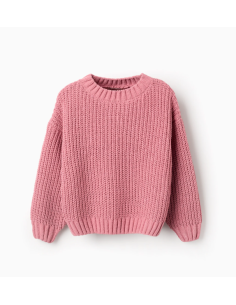 Jersey de punto Chenille para niña, Rosa
