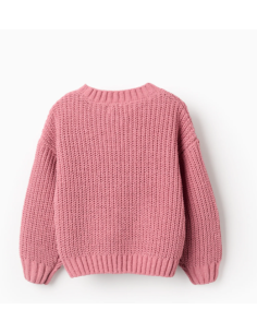 Jersey de punto Chenille para niña, Rosa 2