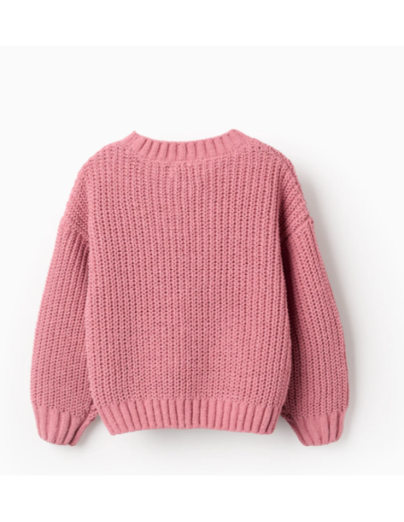 Jersey de punto Chenille para niña, Rosa