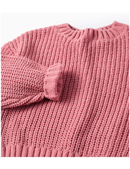 Jersey de punto Chenille para niña, Rosa