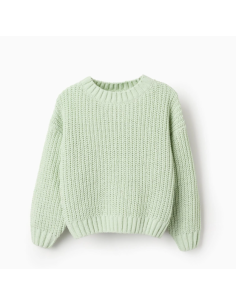 Jersey de punto Chenille para niña, Verde