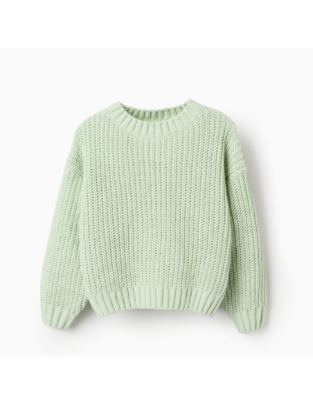 Jersey de punto Chenille para niña, Verde