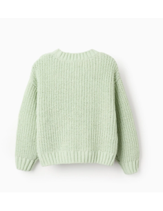 Jersey de punto Chenille para niña, Verde 2