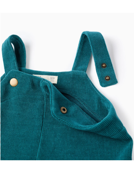 Peto de punto trenzado con bolsillos para niña, azul