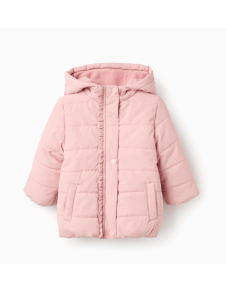 Chaqueta Acolchada con Capucha y Forro Polar para Bebé Niña, Rosa
