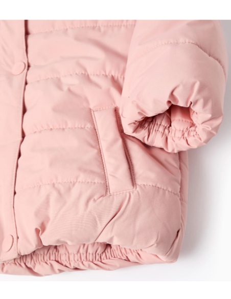 Chaqueta Acolchada con Capucha y Forro Polar para Bebé Niña, Rosa