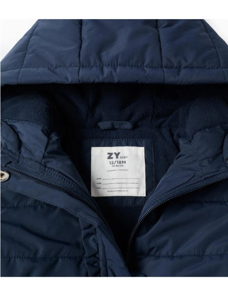 Chaqueta Acolchada con Capucha y Forro Polar para Bebé Niña, Azul