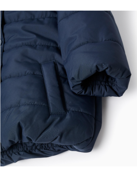 Chaqueta Acolchada con Capucha y Forro Polar para Bebé Niña, Azul