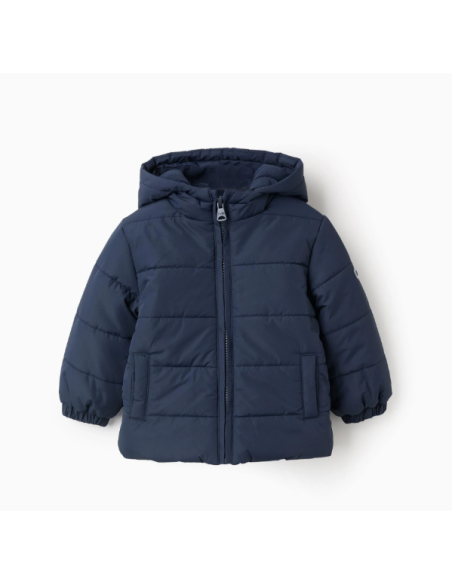 Chaqueta Acolchada con Capucha y Forro Polar para Bebé Niño, Azul
