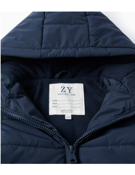 Chaqueta Acolchada con Capucha y Forro Polar para Bebé Niño, Azul