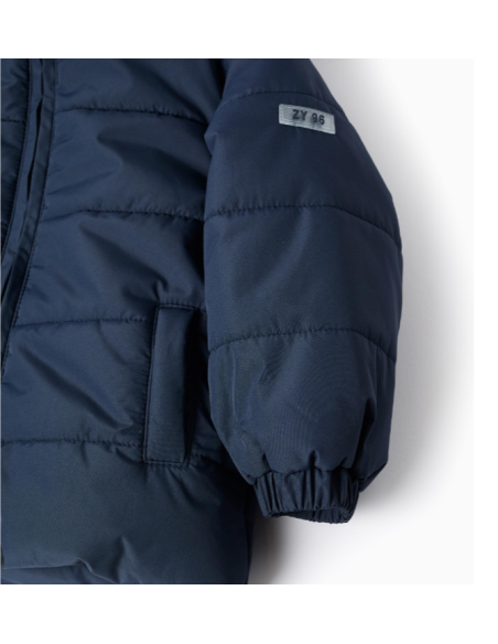 Chaqueta Acolchada con Capucha y Forro Polar para Bebé Niño, Azul