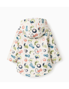 Parka de Goma con Capucha y Motivo para Bebé Niño, Beige 2