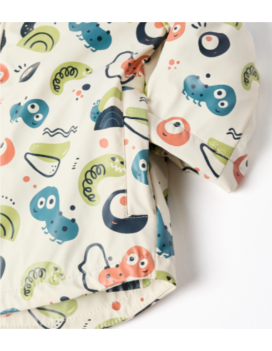 Parka de Goma con Capucha y Motivo para Bebé...