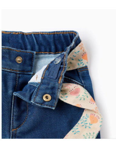 Pantalón Vaquero con Cinturón Floral para Bebé...