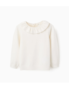 Jersey de punto con cuello de volantes para bebé niña,...