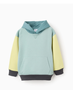 Sudadera Perchada con Capucha para Niño, Verde/Amarillo/Gris
